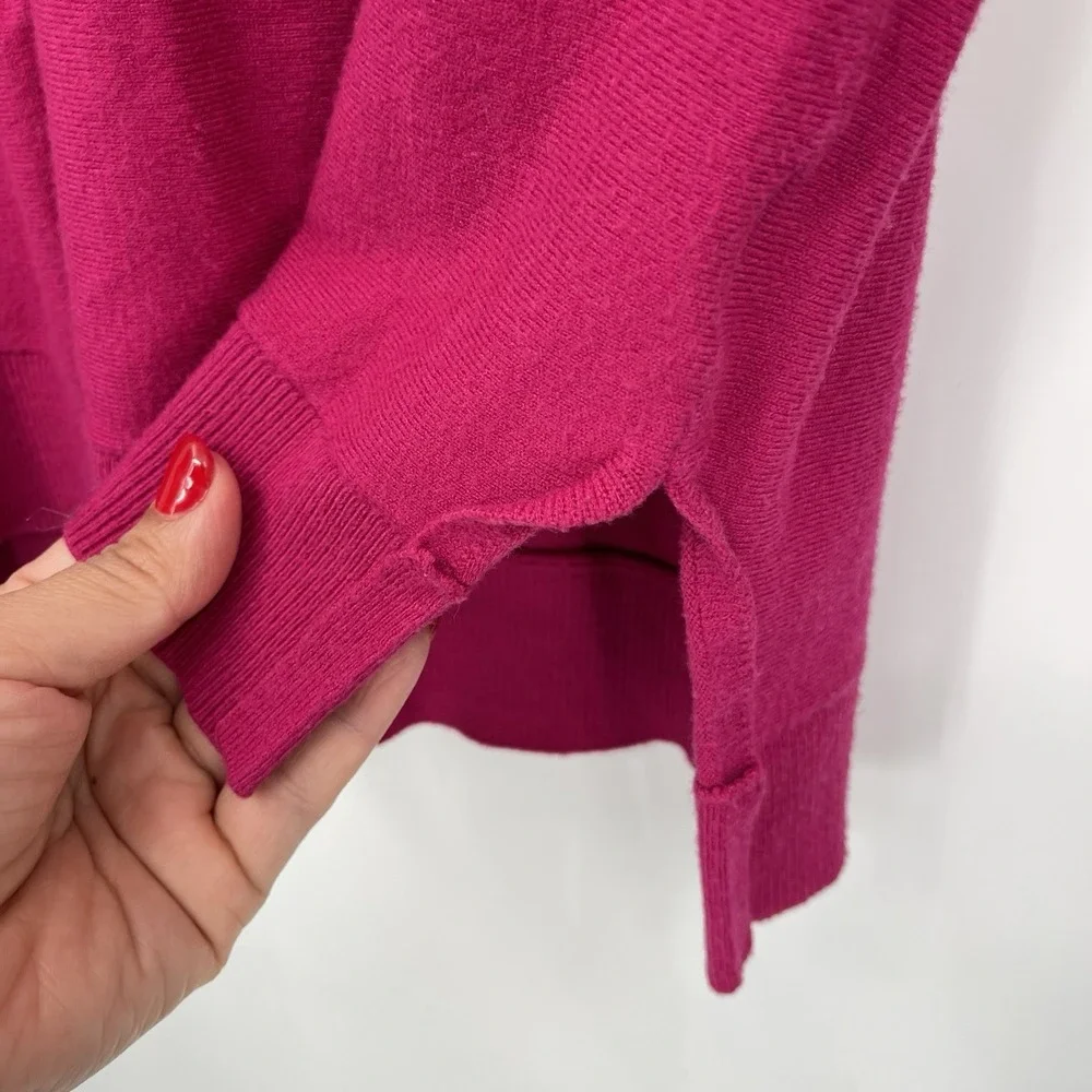 Michael Kors Small Sweater Womens Fuchsia Pink Crew Neck High-Low Side Slit Knit